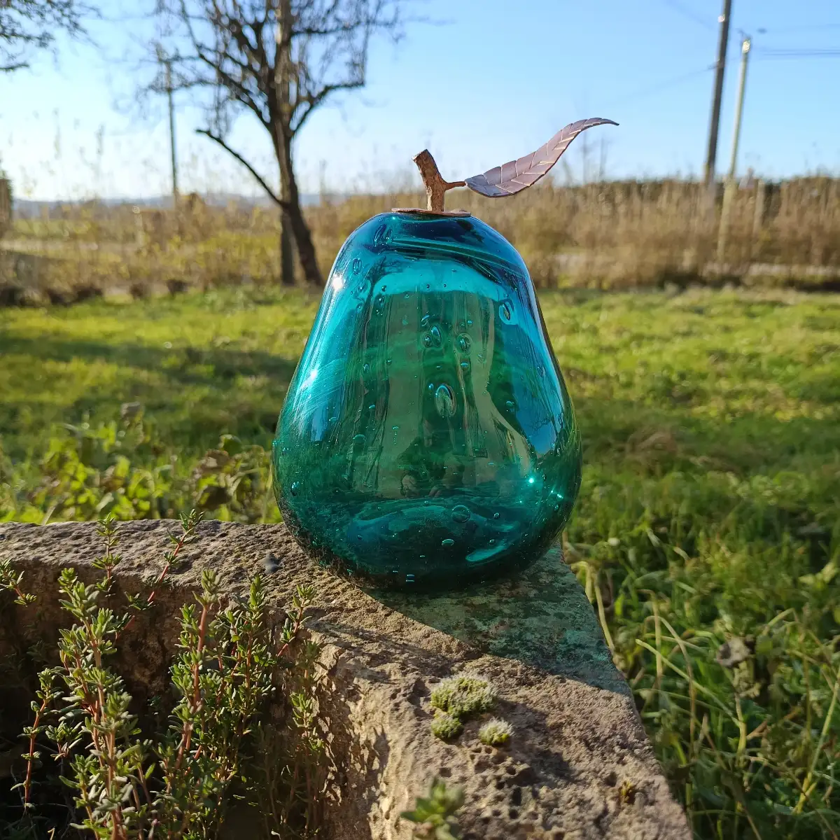 Poire en verre et cuivre